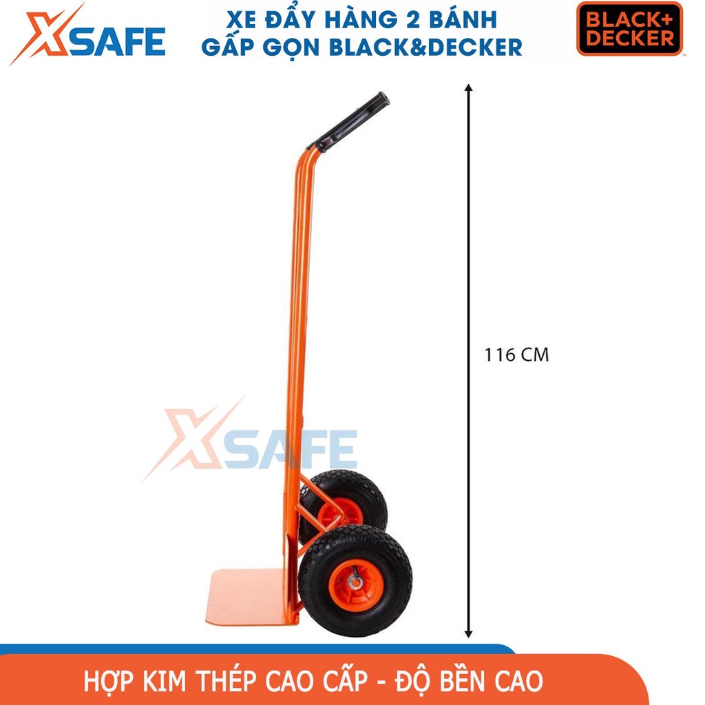 Xe đẩy hàng Black&amp;Decker BXWT-H301 Xe kéo hàng kích thước 520x1160x450mm tải trọng 120kg, hợp kim thép cao cấp - xsafe