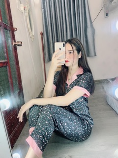 Đồ bộ lụa satin Flamingo (phối cổ)