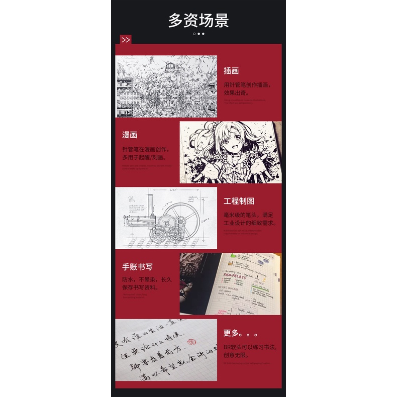 Bút Mực Đánh Dấu Phác Thảo Truyện Manga Mực Màu Đen Micron 0.05 0.1 0.2 0.3 0.4 0.5