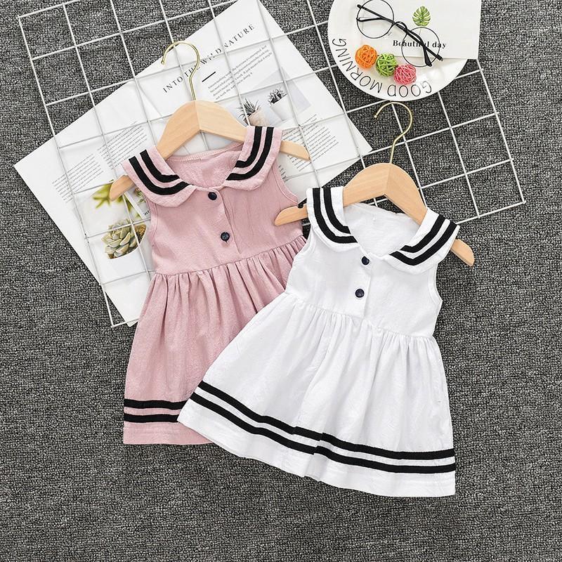 Đầm cotton sát nách in họa tiết cho bé