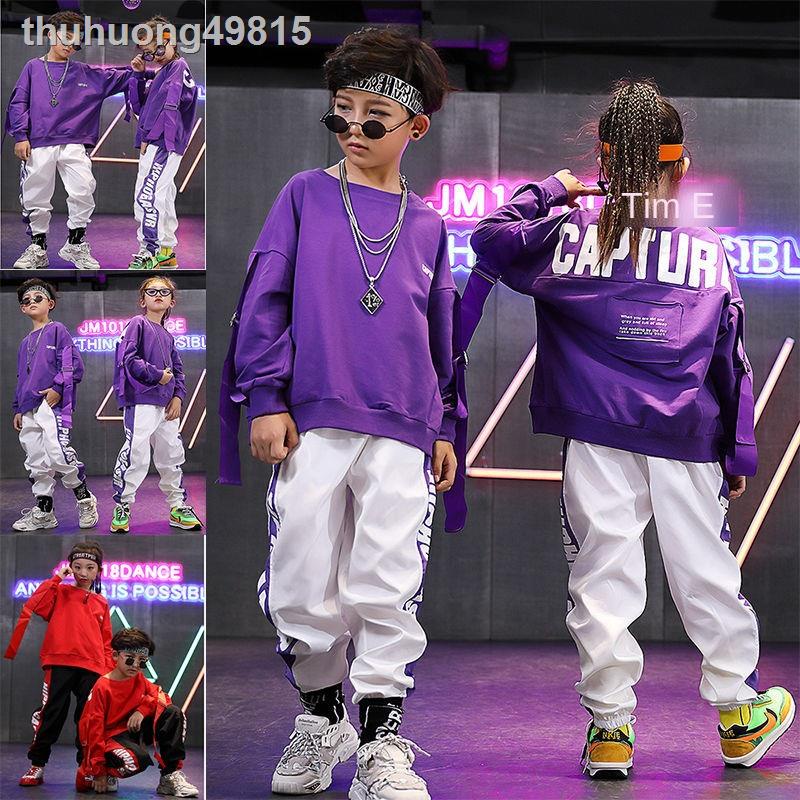 ﹊✖▩Bộ đồ khiêu vũ đường phố bé trai hip hop jazz quần áo ngày thiếu nhi biểu diễn của trẻ em cô gá