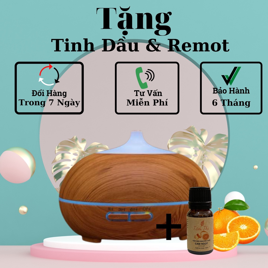 Đèn Xông Tinh Dầu Phun Sương Tạo ẩm Bí Ngô Cỡ Lớn 550Ml Máy Xông Tinh Dầu Khuếch Tán &amp; Remote Điều Khiển Làm Thơm Phòng