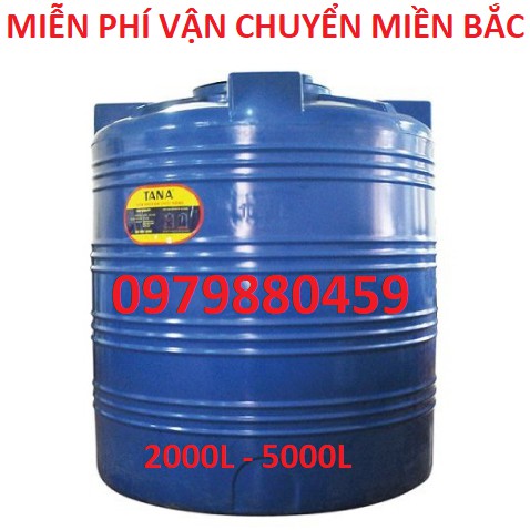 Bồn nước nhựa Tân Á đứng, 2000L-5000L, bảo hành 15 năm