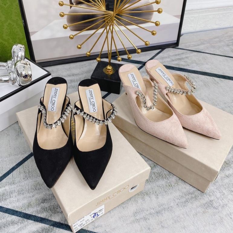 Guốc JimmyChoo 2 Màu Đen Kem Full Size 35-39