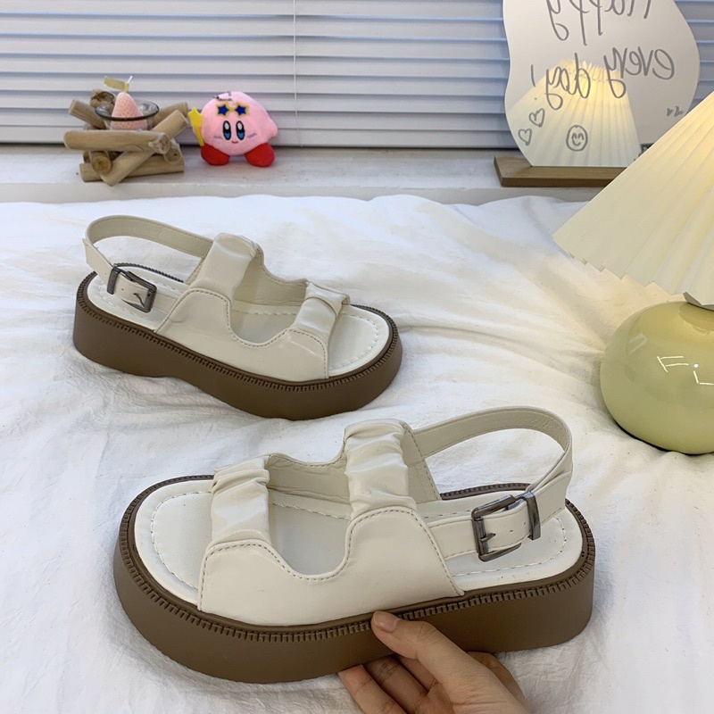 Dép Sandal Ulzzang LOẠI 1 - Dép Quai Hậu Hai Quai Đế Nâu Dây Kiểu Chun chuẩn hàng quảng châu