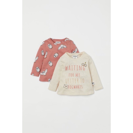 Set 2 áo cotton bé gái HM auth