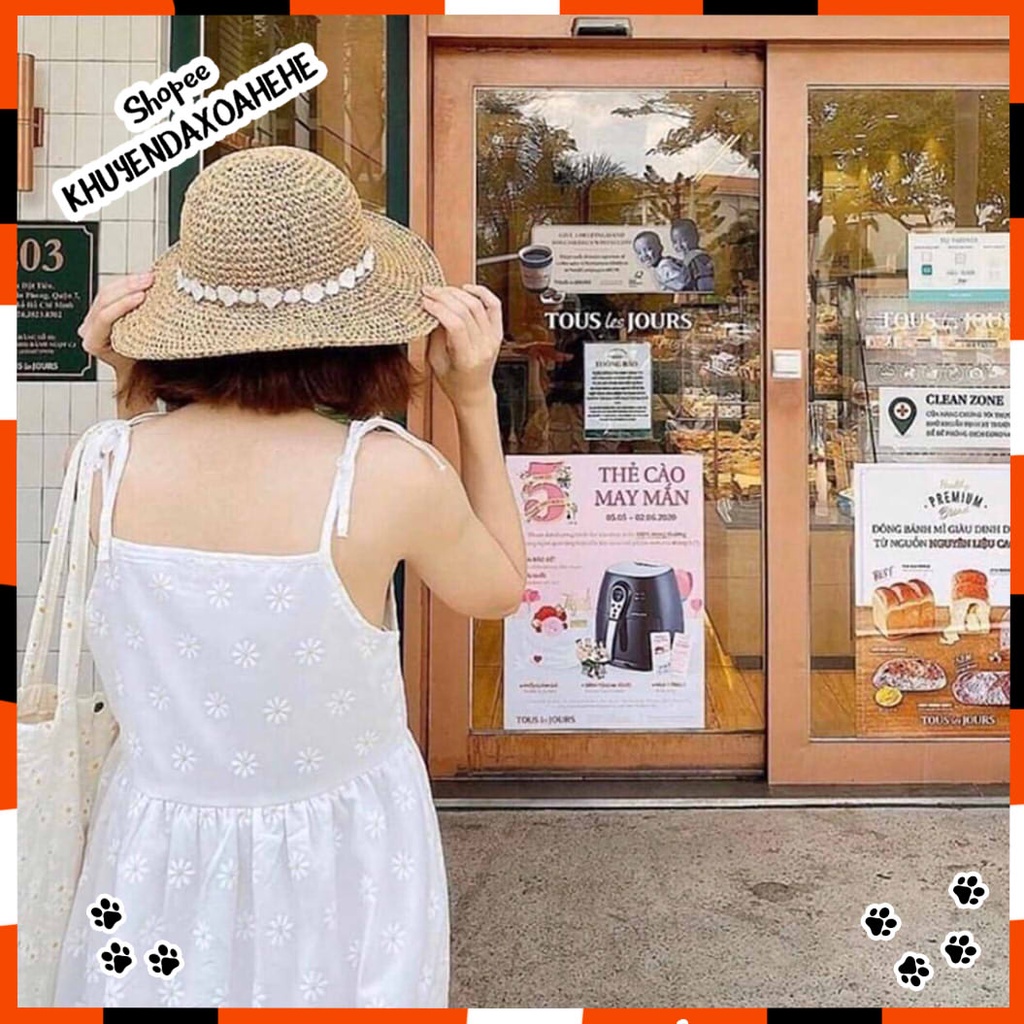 SUV002 Váy 2 dây hoa nhí maxi thắt nơ vintage đi đi biển Đầm babydoll dáng dài 2s buộc tiểu thư bánh bèo