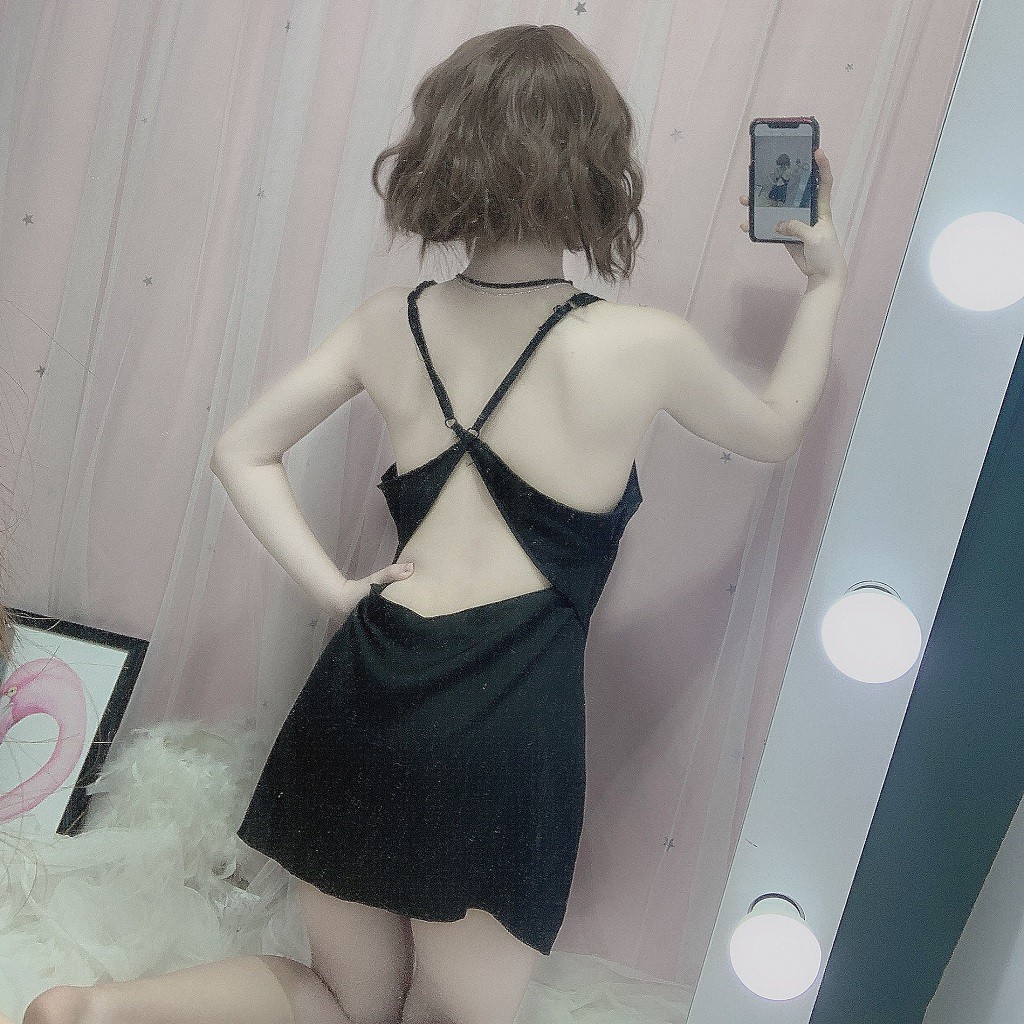 Váy Ngủ Sexy -FREE SHIP-  Váy Ngủ sexy Kèm Áo Choàng Vải Satin Chất Siêu Mát Dáng Siêu Xinh <SALE 50%> | BigBuy360 - bigbuy360.vn