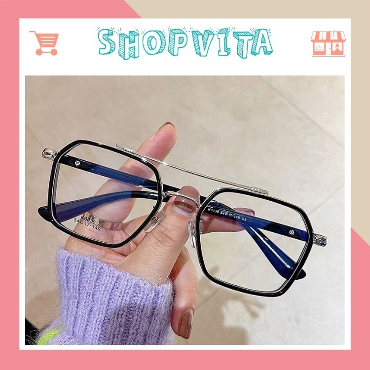 Kính Cận Nam Nữ Shopvita Gọng Kính Vuông Cao Cấp Kim Loại BỀN - ĐẸP - KHÔNG PHAI MÀU Thời Trang - VT9