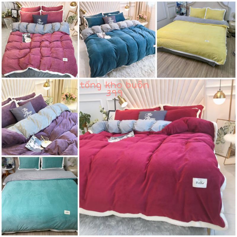 [GIÁ HỦY DIỆT] set (bộ) chăn ga gối 4 món nỉ nhung hello nhập khẩu, chăn ga gối nệm, ga trải giường, vỏ gối