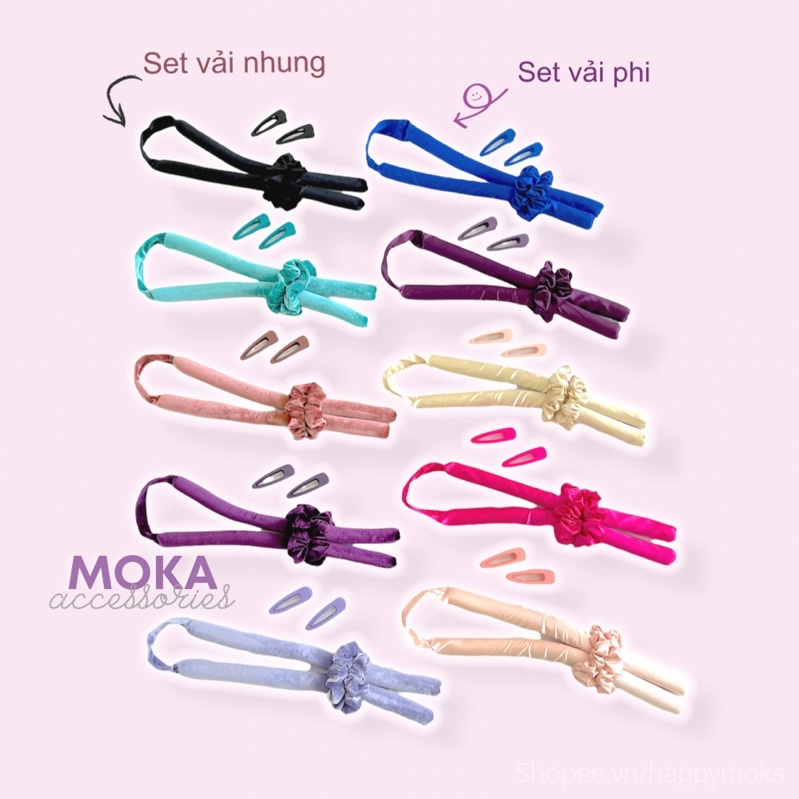 Set thanh cuốn xoăn không nhiệt mẫu mới Moka (Ảnh thật shop tự chụp)