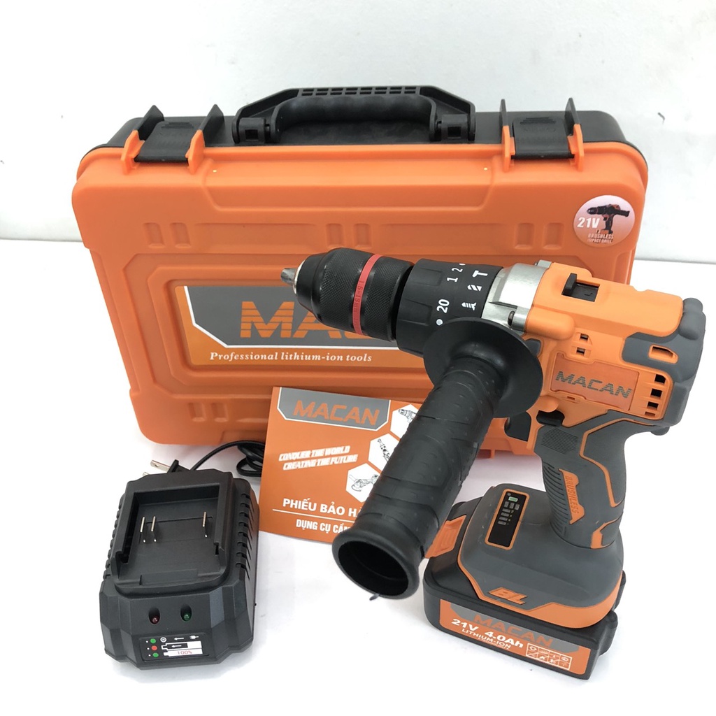 Máy Khoan Pin MACAN 3 Chức Năng 98Vf MT, Máy Khoan Từ 13ly Không Chổi Than Kèm Phụ Kiện - Hàng Chính Hãng.