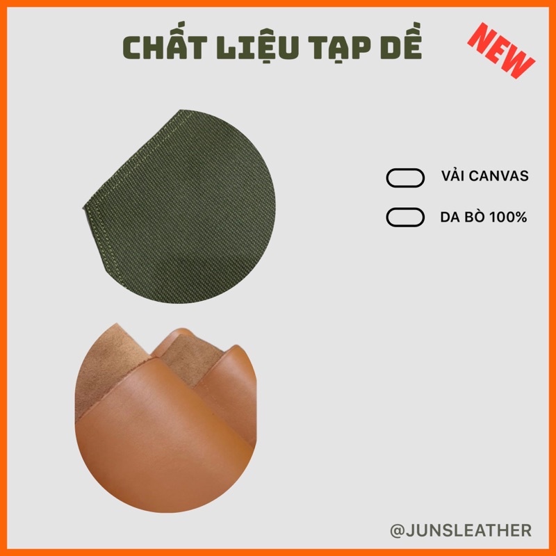 Tạp dề barber Unisex của Junsleather Tạp dề canvas  phối da cao cấp dành cho Barber/Barista/Bartender quán cà phê