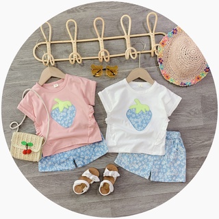 QCCC-Set áo bé gái phối quần hoa xinh xắn ngày hè