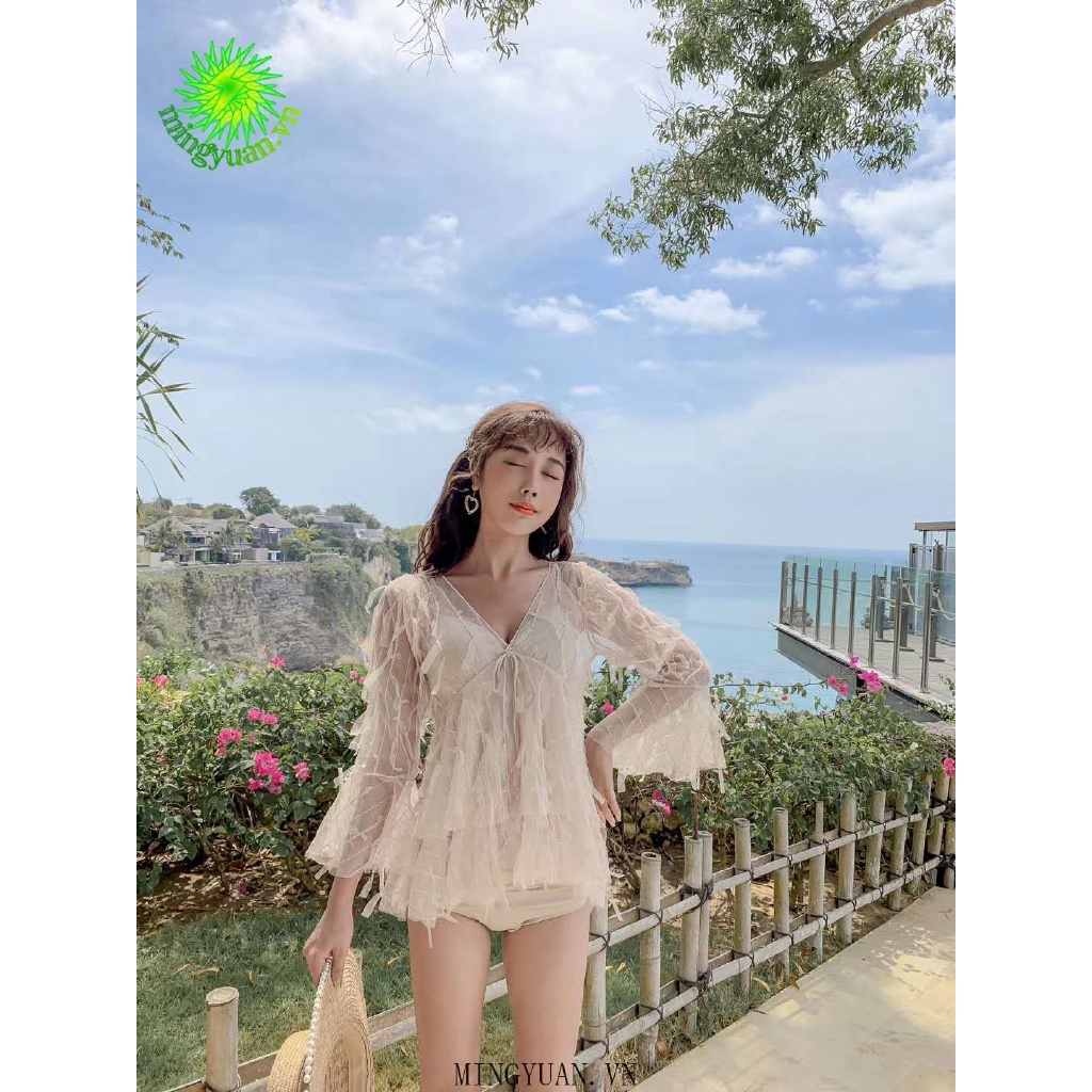 2020 three-piece beige lace flower woman bikini hot spring beach swimwear woman swimwear | BigBuy360 - bigbuy360.vn