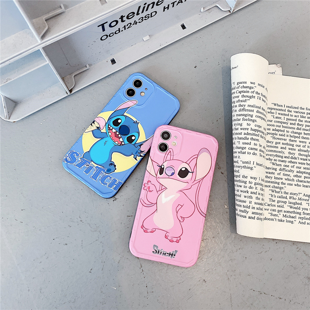 Soft Plastic Phone Cases Cute Couple cartoon Popular logo stitch Case suitable for iPhone12 mini 11 PRO MAX 7/8plus SE2020 X/XS XR XSMAX