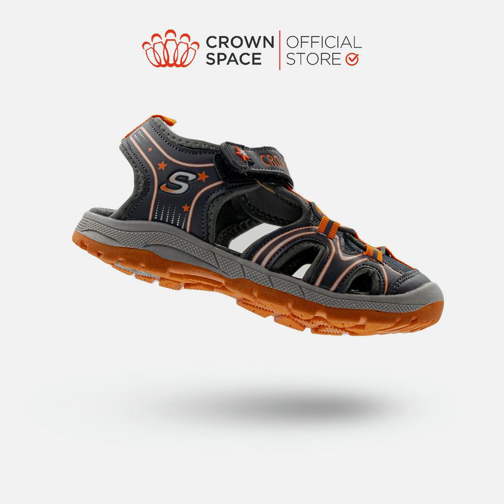 Giày Sandal Bịt Mũi CRUK569 Crown Space Dép Quai Hậu Cho Bé Đi Học Chất Liệu Da Chống Hôi Chân, Đế Chống Trơn Trượt
