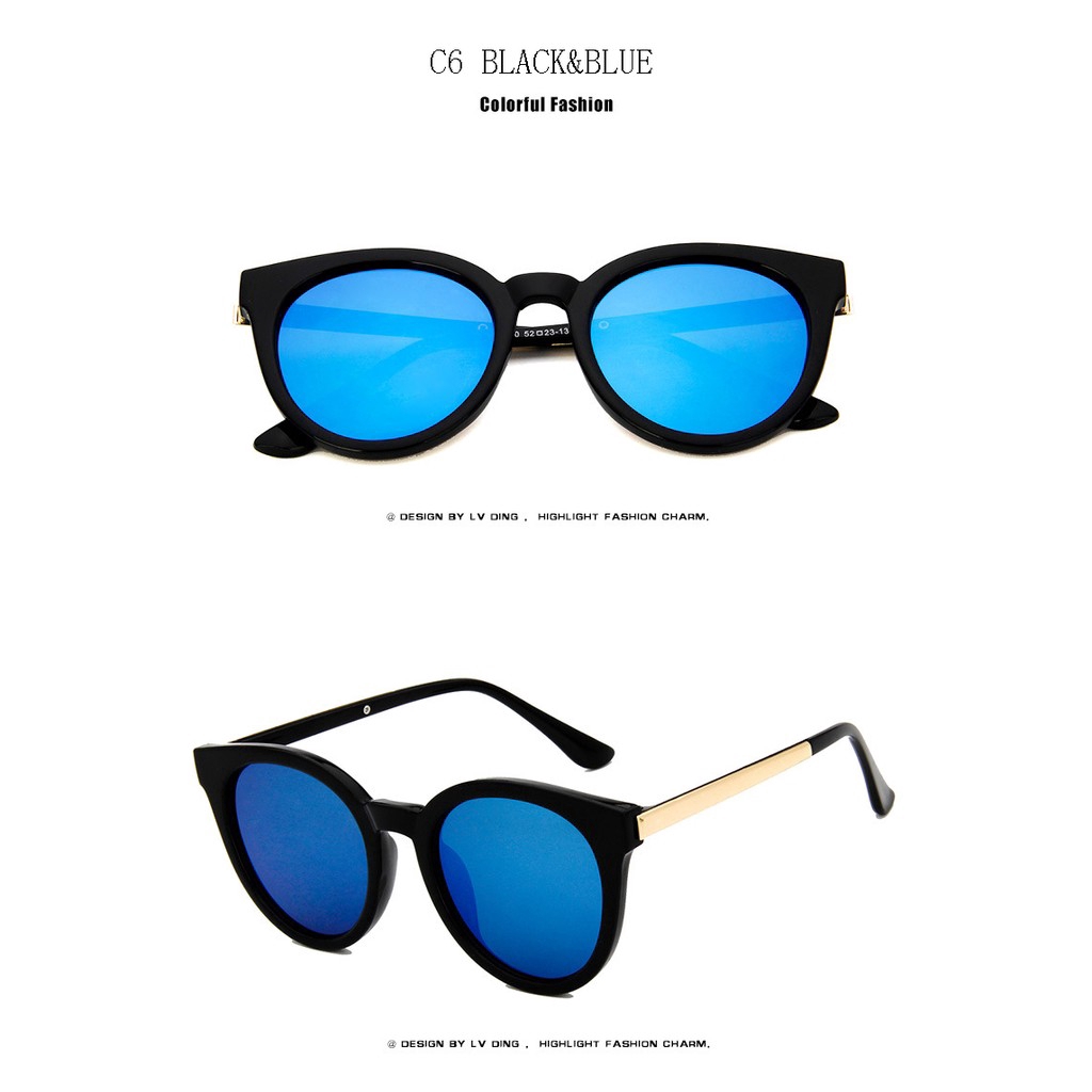 Kính mát SAMJUNE mắt mèo tráng gương phong cách cổ điển