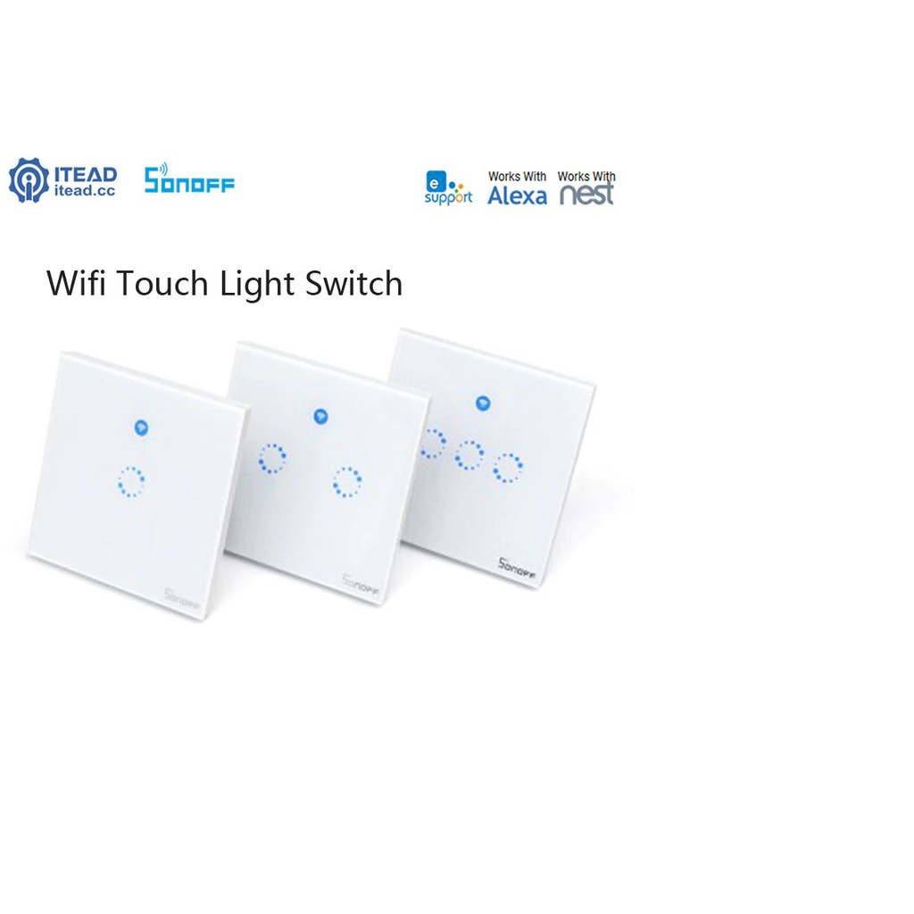 Công Tắc Cảm Ứng Điều Khiển Thiết Bị Điện Qua Mạng Wifi - Sonoff T1 UK 2C