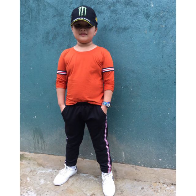 Áo dài tay cotton sọc viền