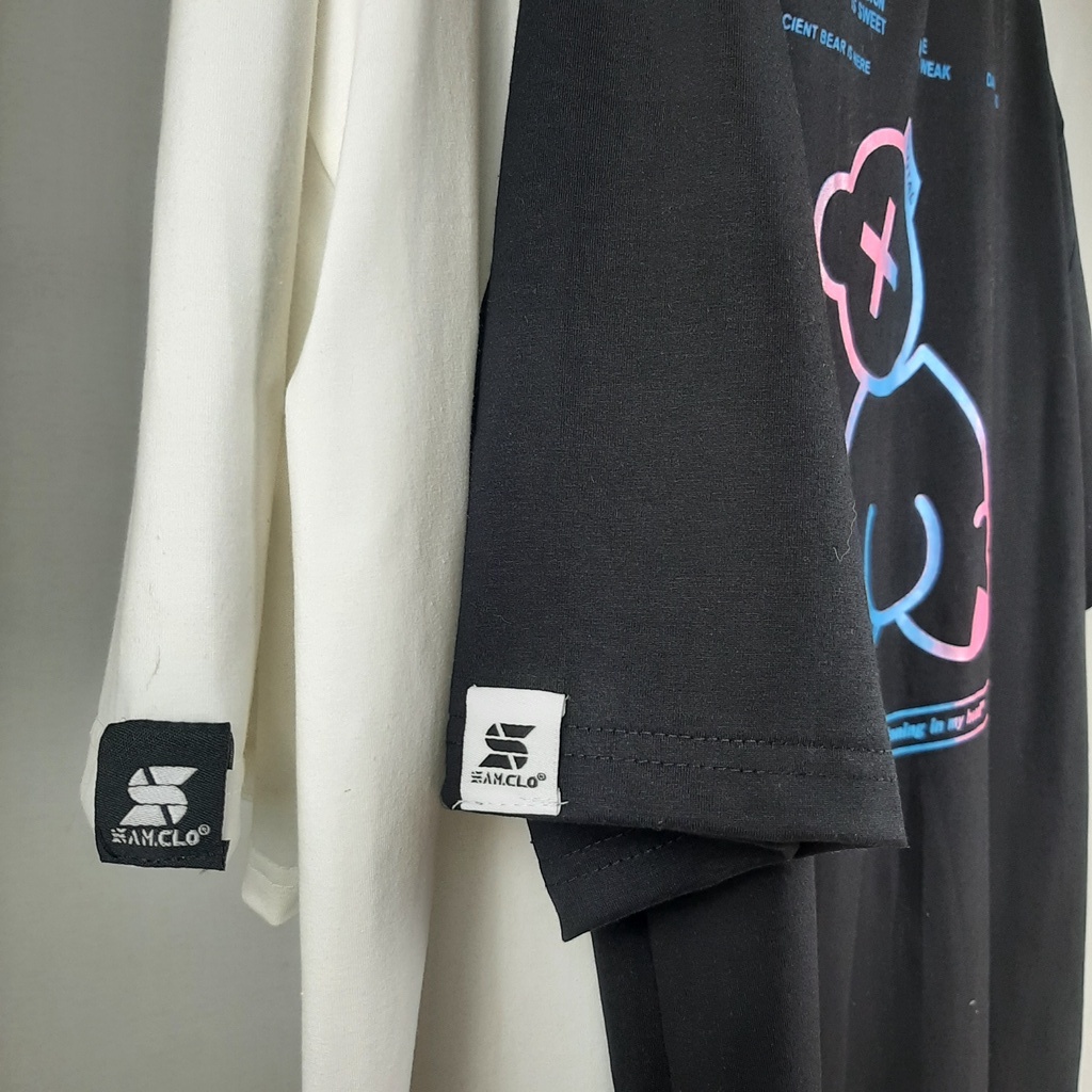 Áo thun nam nữ tay lỡ SAM CLO form rộng Unisex, mặc cặp, nhóm, chữ X - GẤU 80% cotton