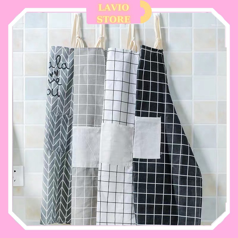 Tạp dề nấu bếp bằng vải MẪU MỚI họa tiết kẻ caro 88208 NGUYỄN TRANG