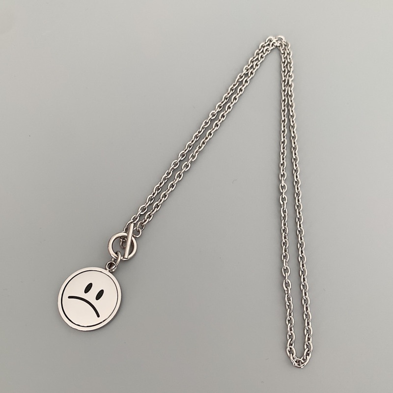 Vòng cổ Chuỗi Dài Mặt Cười Emoji Phong Cách hip hop Unisex
