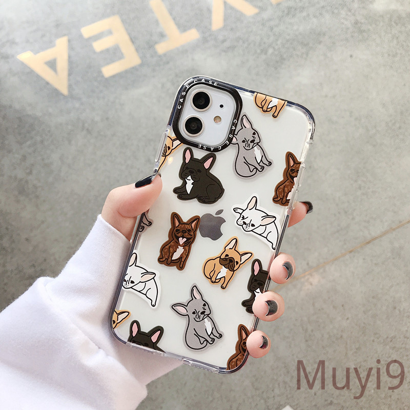 Couple Shell Phone Case Ins Personality Creative Cartoon French Bulldog for iPhone12 Iphone11PROMAX X XSMAX XR I8/SE2 Iphone7plus Soft Case iPhone Casing