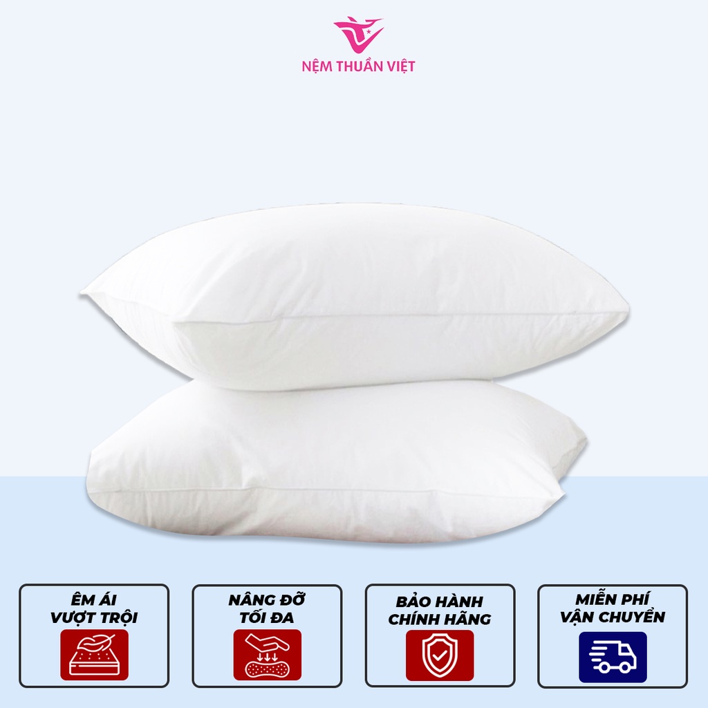 Gối nằm lông vũ Thuần Việt cao cấp Siêu êm - Mềm mịn
