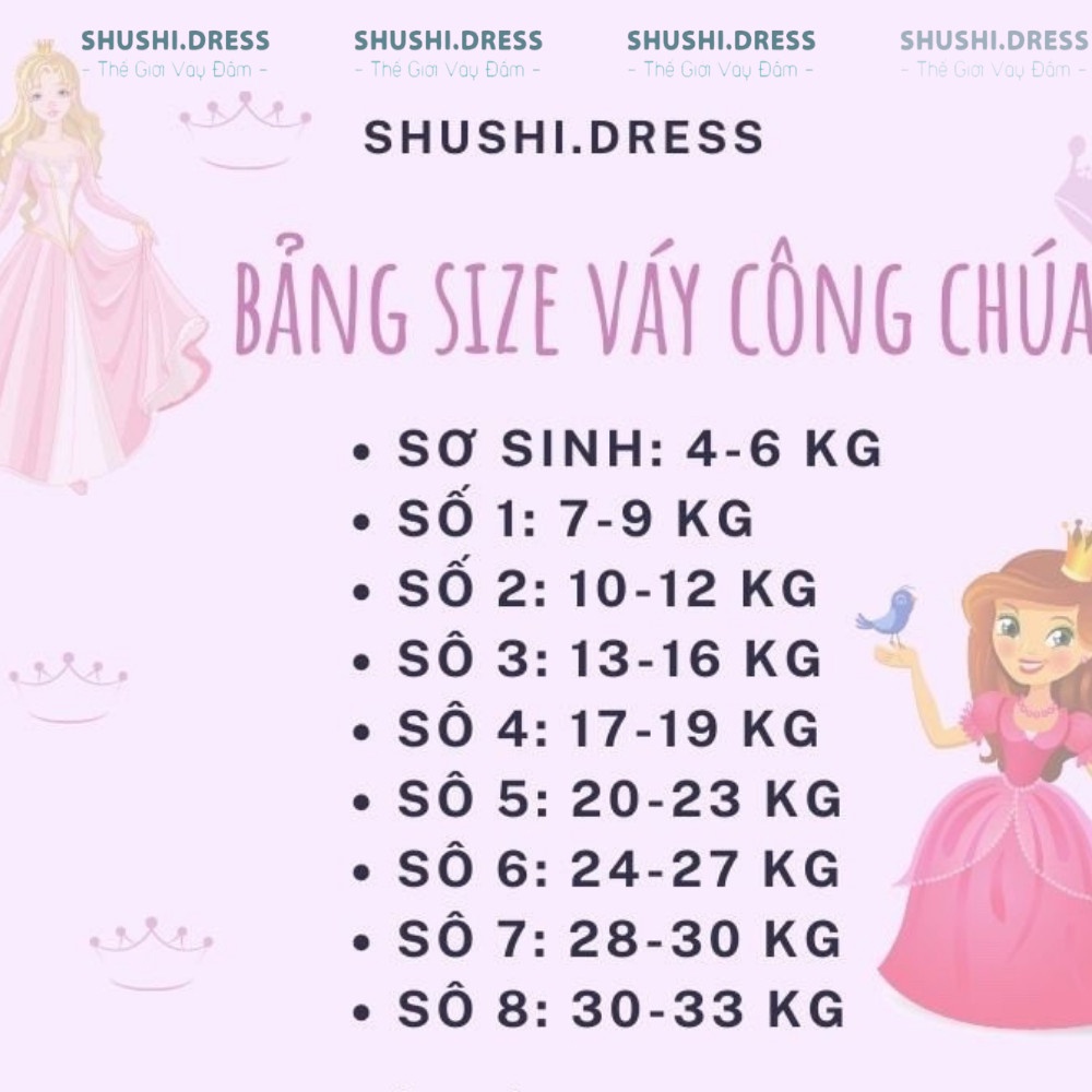 váy công chúa, đầm công chúa màu trắng 4 lớp kèm cài tóc và nơ rời mặc thôi nôi, đi tiệc, đám cưới, sinh nhật SHUSHI
