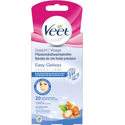 Hộp 20 miếng dán tẩy lông vùng mặt Veet Easy Gelwaxl - Đức