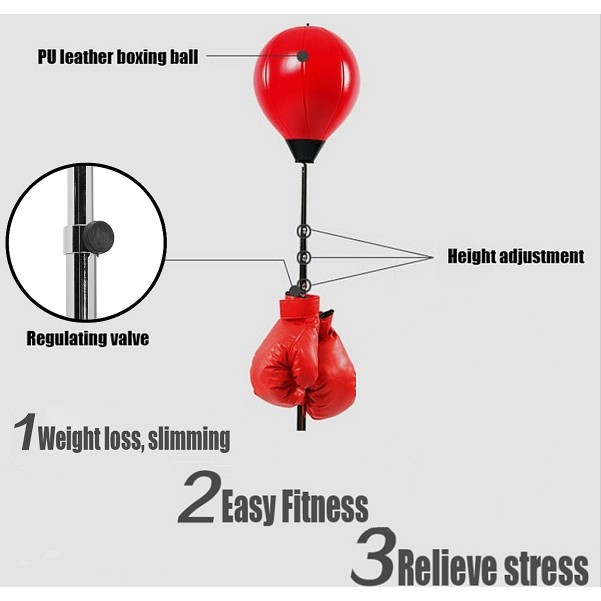 Bóng đấm phản xạ lắc lư loại xịn, cao 1m2 đến 1m6, tặng găng boxing + bơm + kim - bảo hành 12 tháng