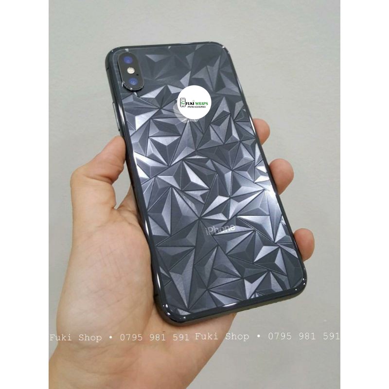 Tấm Dán mặt sau 3D Vân Kim cương 6 7 8 6plus 7plus 8plus X XS XR XSMAX 11 PRO MAX FukiShop
