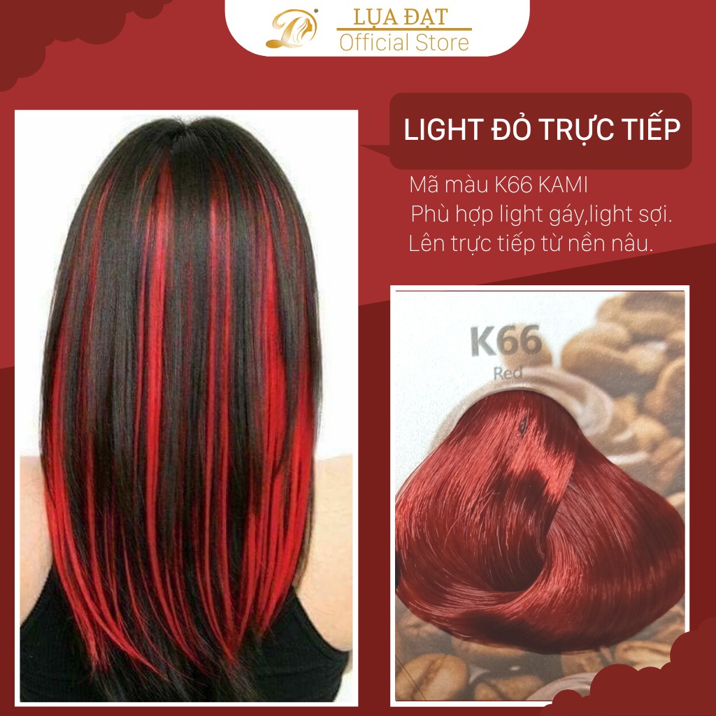 [Màu trực tiếp] Thuốc nhuộm tóc màu light đỏ (K66) không tẩy KAMI + TẶNG kèm trợ nhuộm