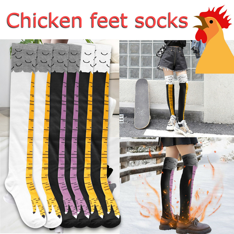 Vớ Cổ Cao In Hình Chân Gà 3d Dễ Thương