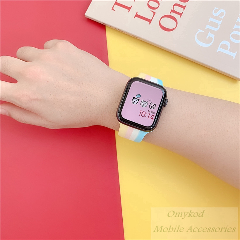 Dây đeo silicone mềm thiết kế nhiều màu cho đồng hồ thông minh Apple Watch 38 / 40 / 42 / 44mm Series 5 4 3 2 shanchu
