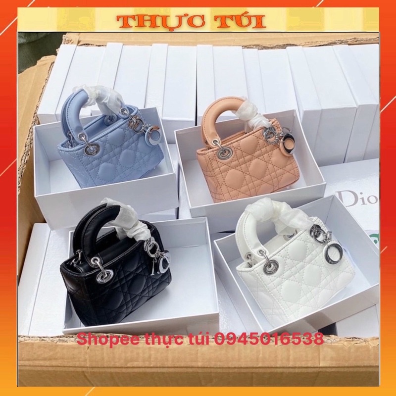 Túi D I O R lady mini zize 14 bản tag bạc siêu xinh hàng chuẩn đẹp ( full hộp )