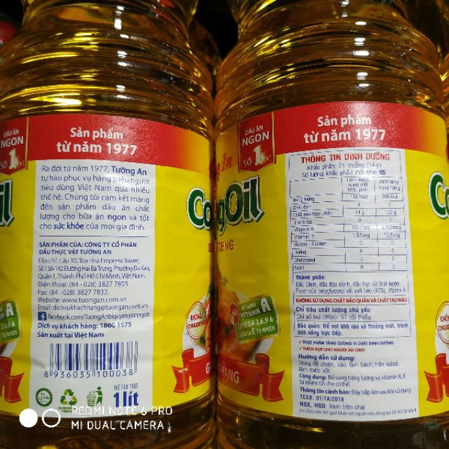 Dầu ăn Tường An CookingOil 1lít