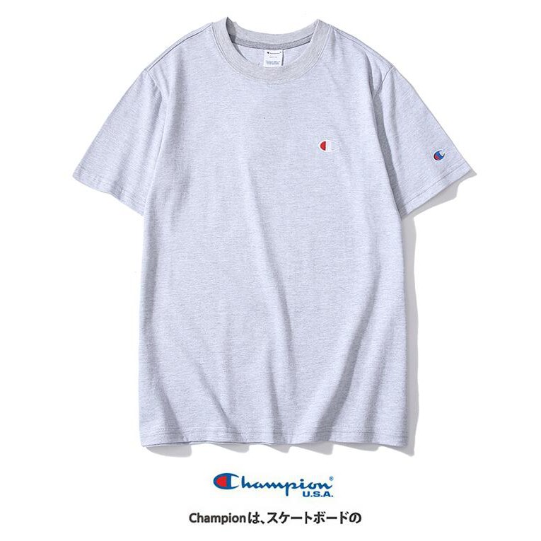 Áo Thun Cotton Tay Ngắn Thêu Chữ Champion Đơn Giản Thời Trang Cho Nam Nữ