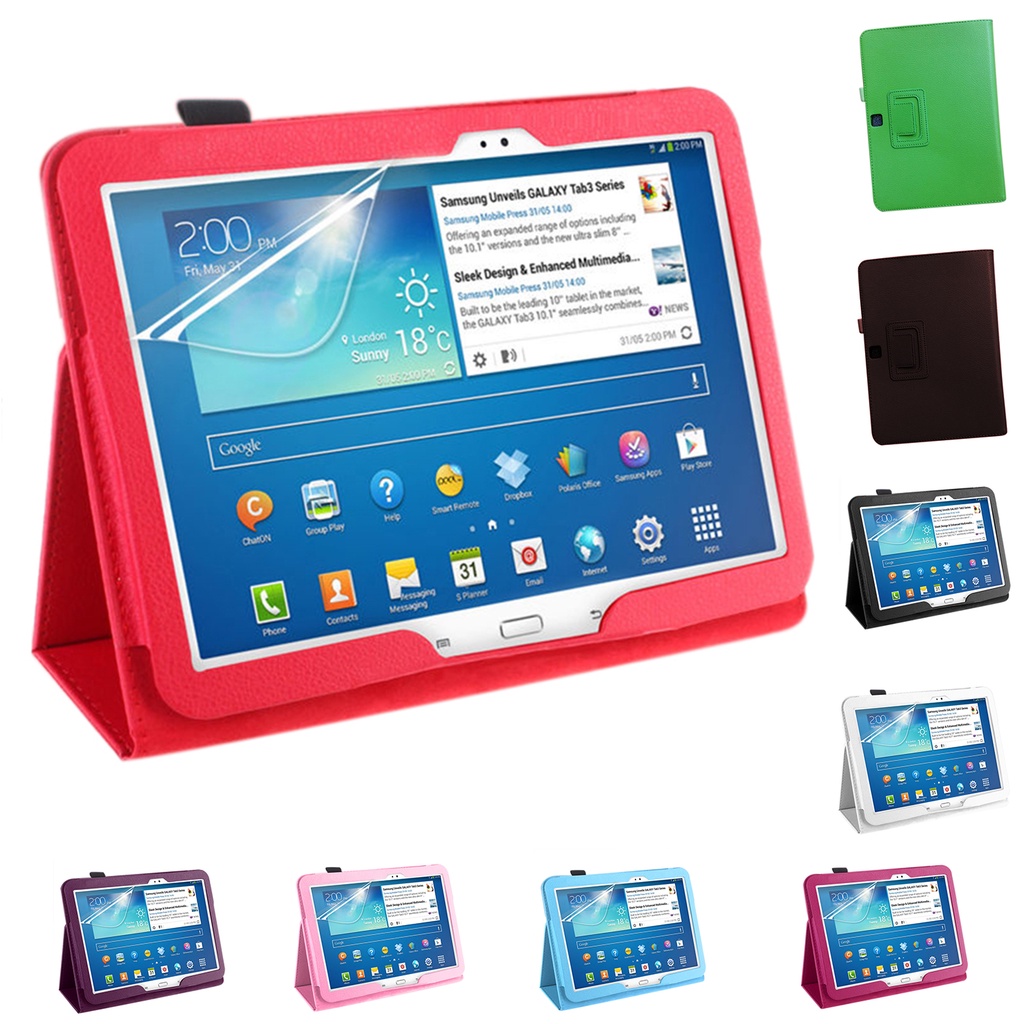 Bao Da Máy Tính Bảng PU Nắp Gập Màu Tím Cho Samsung Galaxy Tab 3 10.1 P5200 P5210 P5220