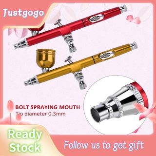 Justgogo 0,3mm trọng lượng không khí súng phun nghệ thuật đá sơn móng tay bánh trang trí công cụ