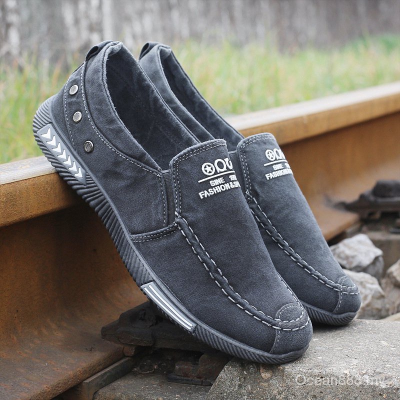 Giày Lười Vải Jeans Thời Trang Cho Nam