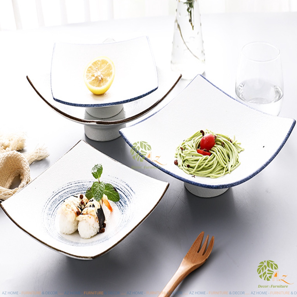 Bộ bát đĩa gốm sứ cao cấp lẻ Sushi while