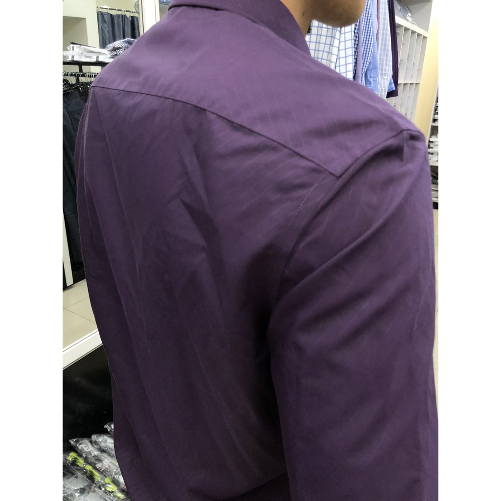 ÁO SƠ MI NAM DÀI TAY TÍM KẺ HỌA TIẾT As80418 CHẤT SỢI TRE CHỐNG NHĂN MỊN MÁT