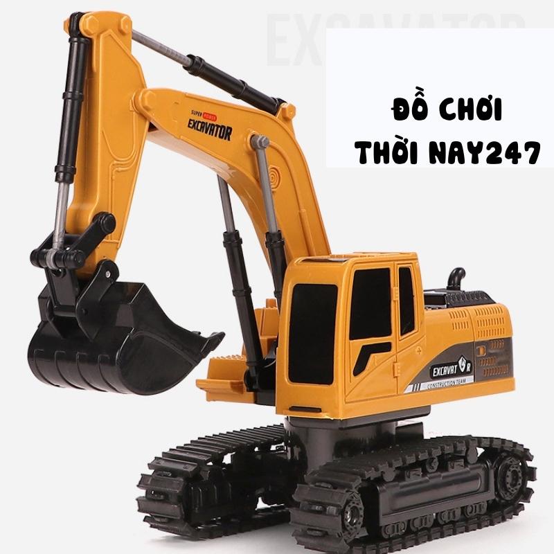 Máy Xúc điều khiển từ xa 5 hướng và 8 hướng hợp kim mô phỏng như thật 100%cho bé thêm năng động