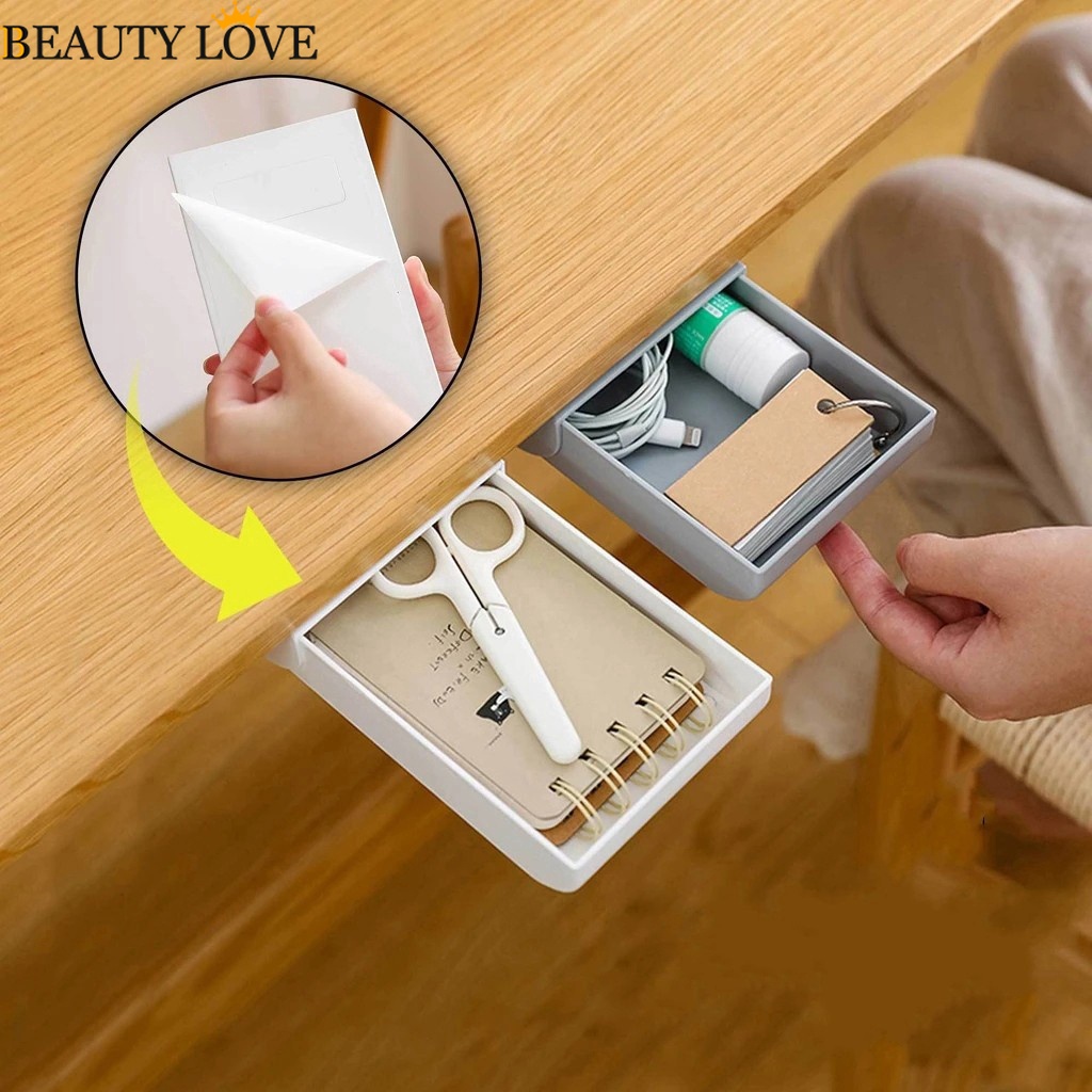 [Mới] Ngăn Kéo Đựng Bút Chì / Đồ Dùng Văn Phòng Dán Dưới Ngăn Kéo Không Chạm