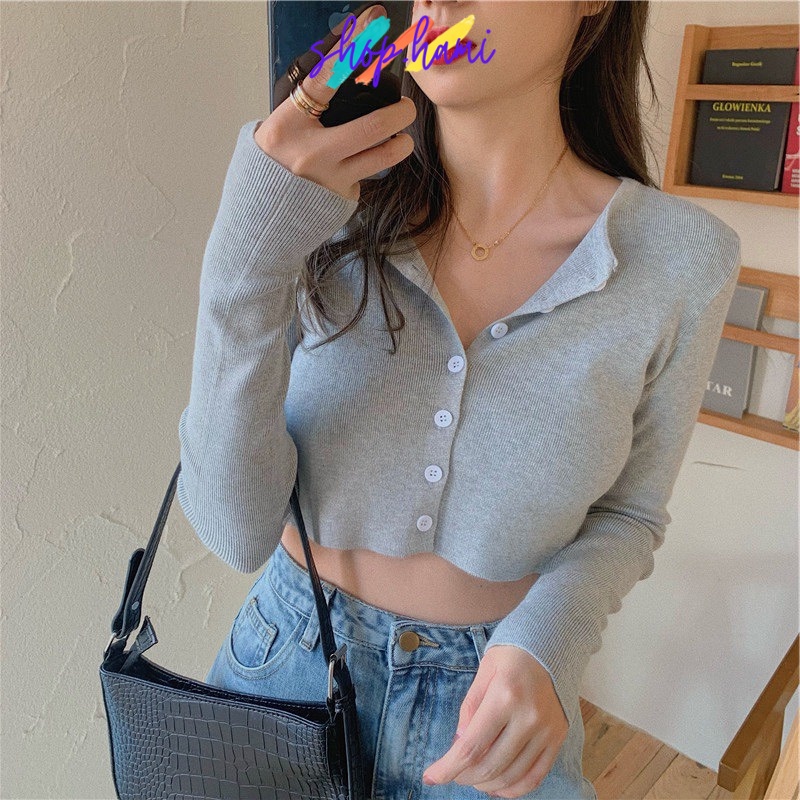 Áo Croptop YAN Tay Dài Nữ Ulzzang SHOP HAMI CRT02