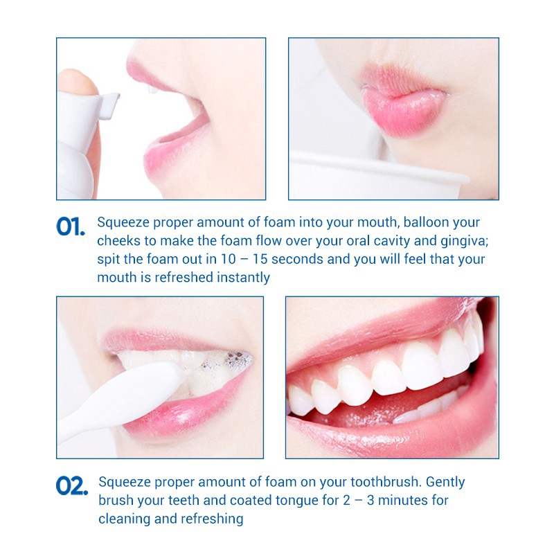 Tinh chất làm trắng răng khử mùi hôi miệng kem đánh răng làm sạch răng tẩy vết ố Whitening Teeth Toothpaste Mousse