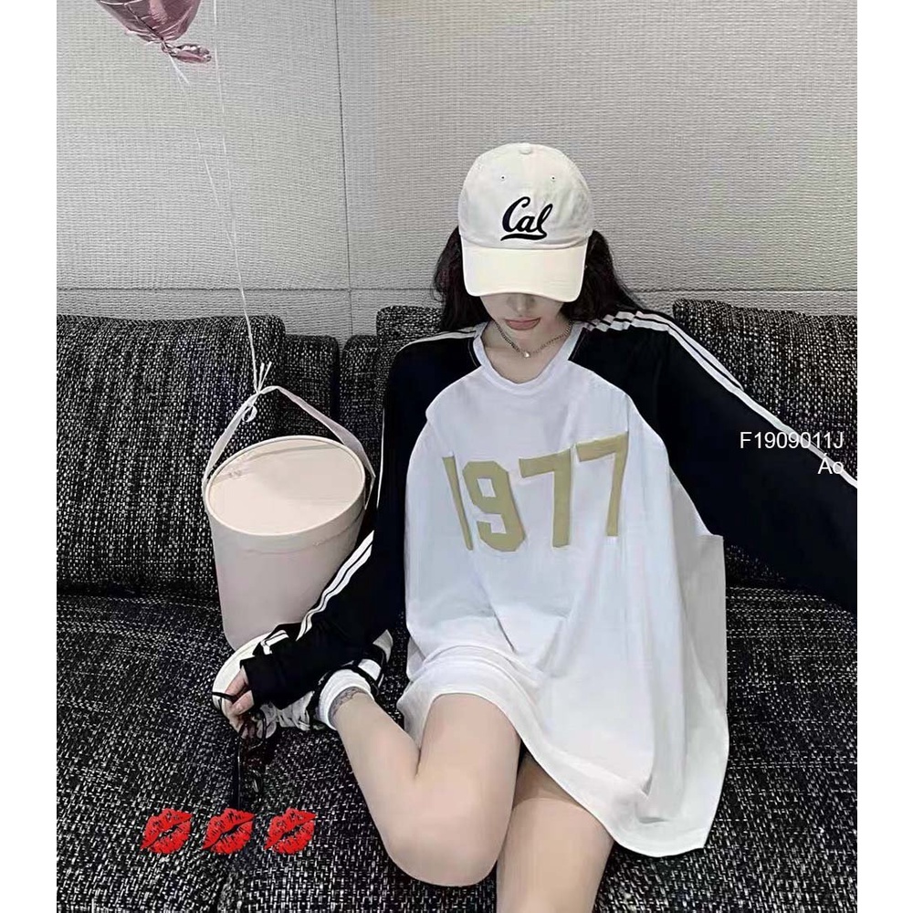 Áo thun phối màu họa tiết tay dài phối viền sọc!