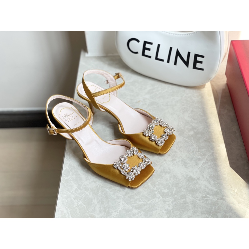 Giày cao gót nữ da thật thời trang cao cấp Roger Vivier phong cách sang trọng, thanh lịch